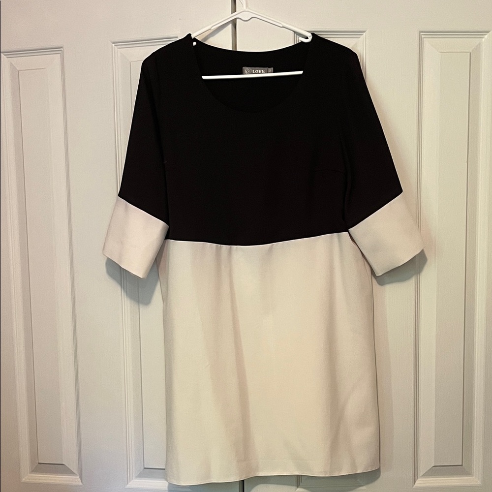 Love Black and Cream Long Sleeve Dress